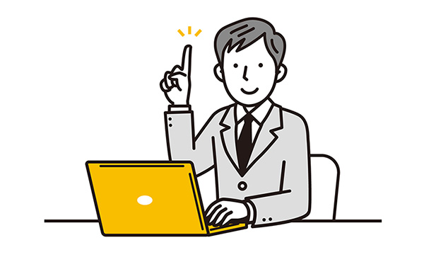 人差し指を立てる営業マンのイラスト